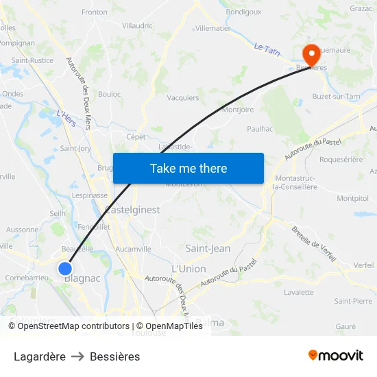 Lagardère to Bessières map