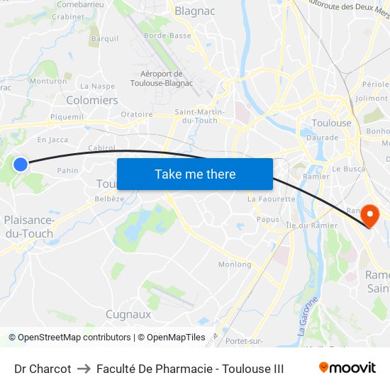 Dr Charcot to Faculté De Pharmacie - Toulouse III map