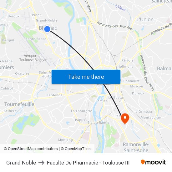 Grand Noble to Faculté De Pharmacie - Toulouse III map