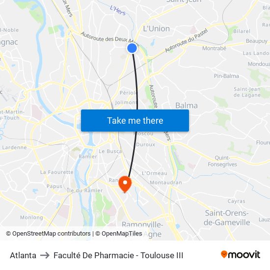 Atlanta to Faculté De Pharmacie - Toulouse III map