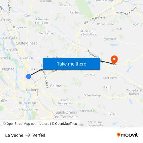 La Vache to Verfeil map