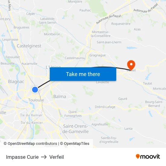 Impasse Curie to Verfeil map