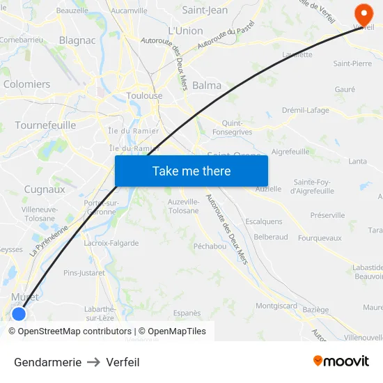 Gendarmerie to Verfeil map