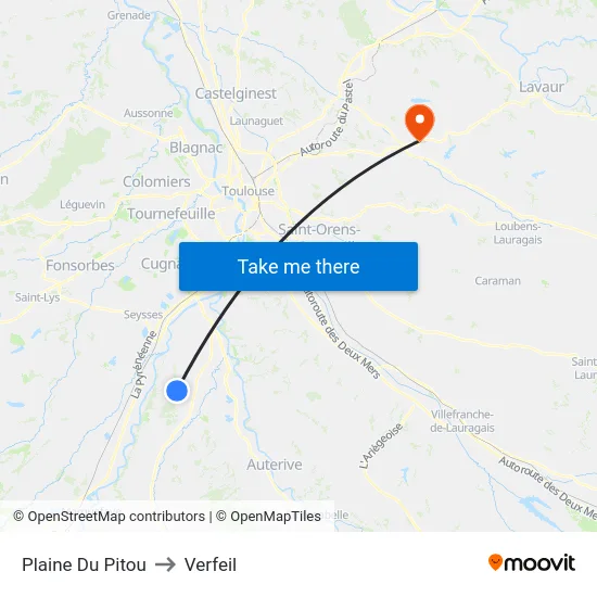 Plaine Du Pitou to Verfeil map