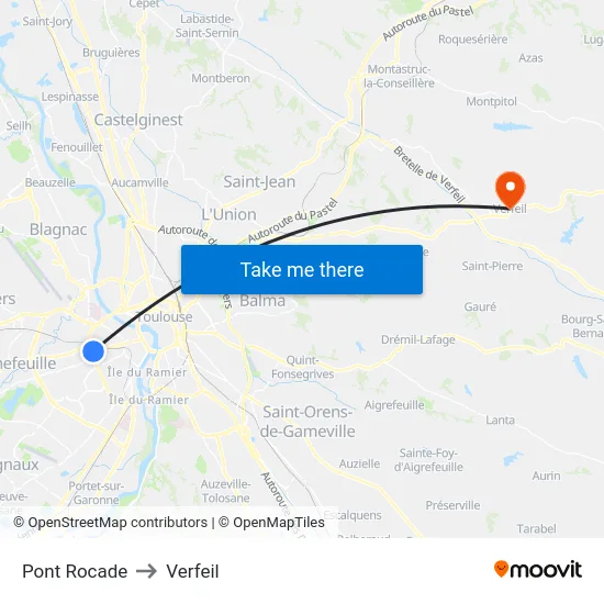 Pont Rocade to Verfeil map
