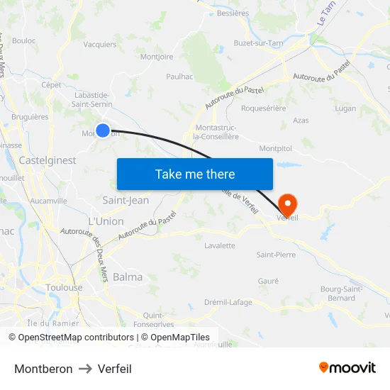 Montberon to Verfeil map