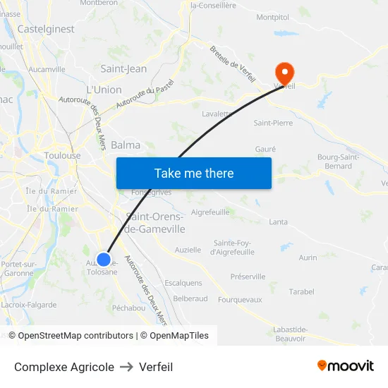 Complexe Agricole to Verfeil map