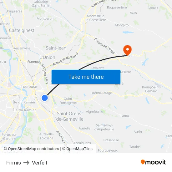 Firmis to Verfeil map