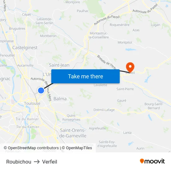 Roubichou to Verfeil map