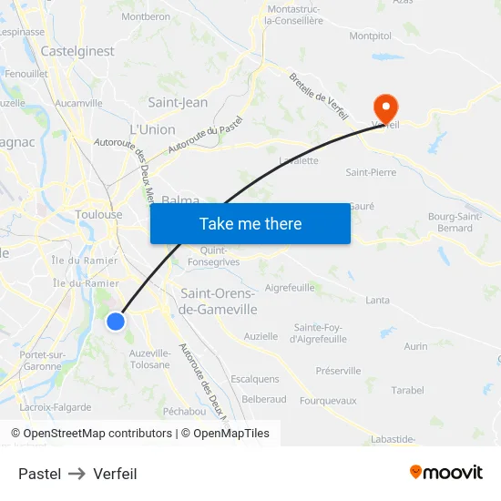 Pastel to Verfeil map