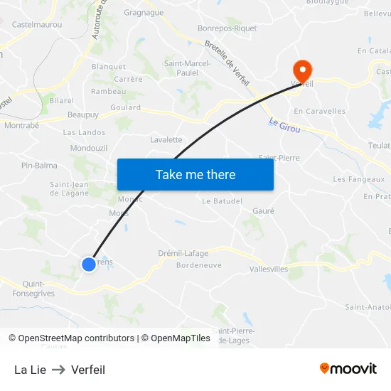 La Lie to Verfeil map