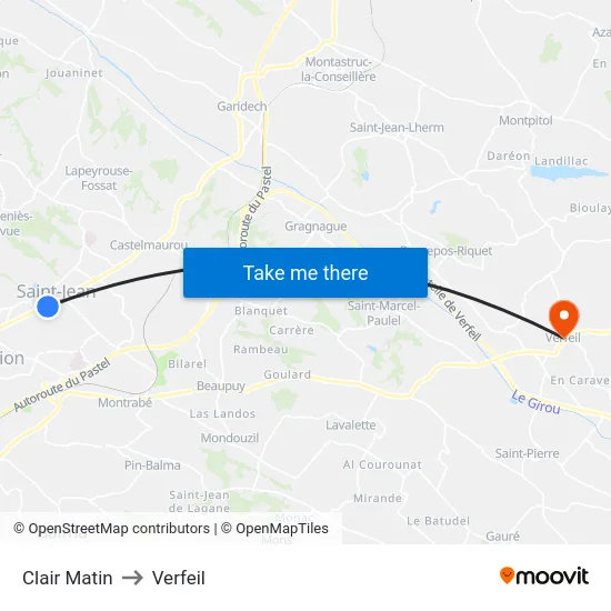 Clair Matin to Verfeil map