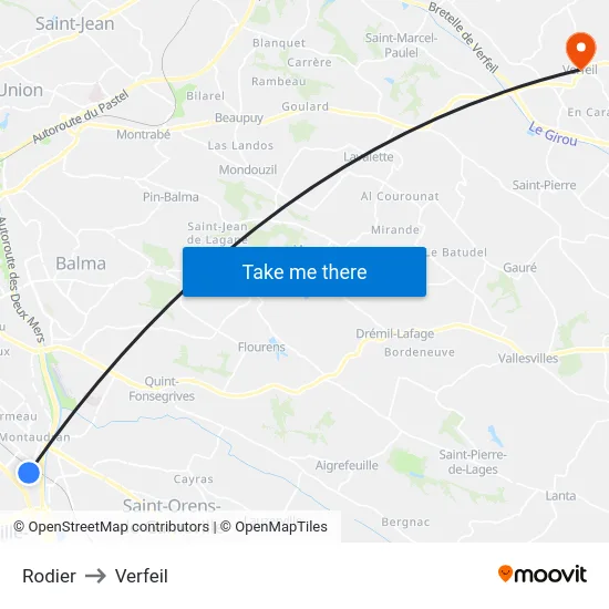 Rodier to Verfeil map