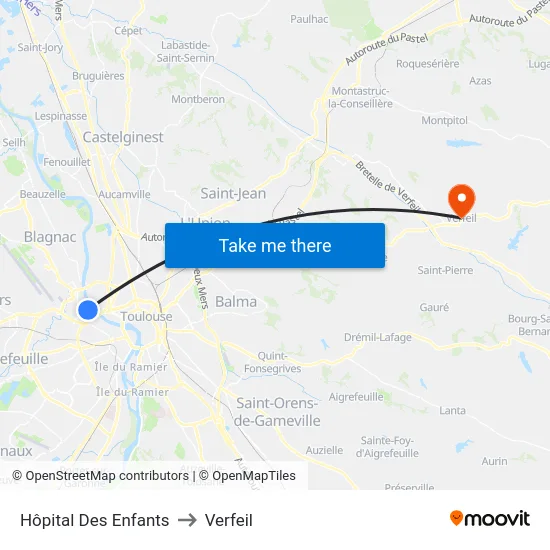 Hôpital Des Enfants to Verfeil map