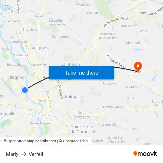 Marly to Verfeil map