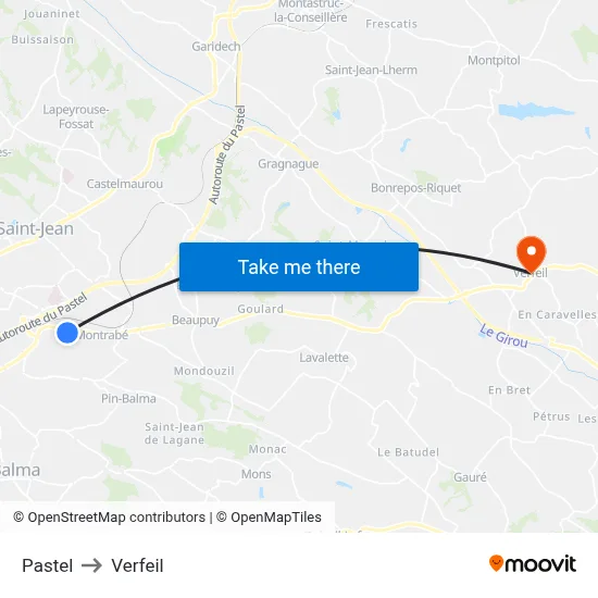 Pastel to Verfeil map