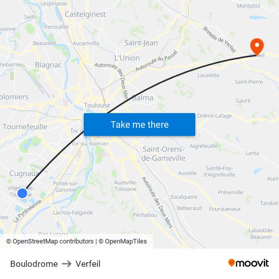 Boulodrome to Verfeil map