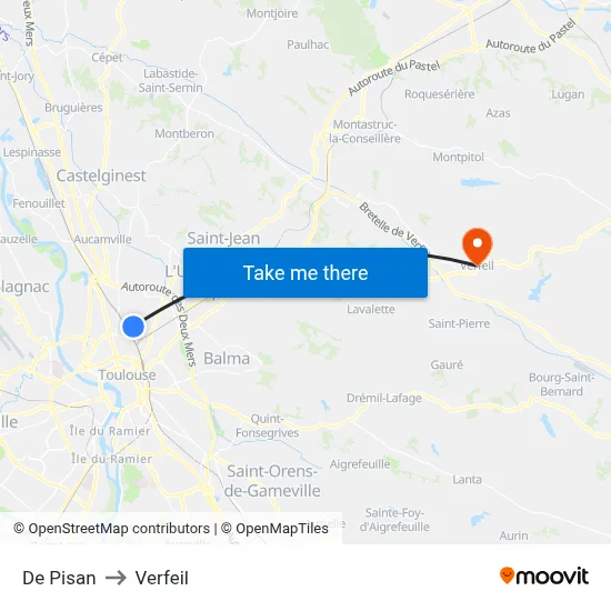 De Pisan to Verfeil map