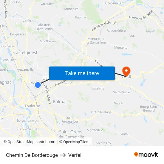 Chemin De Borderouge to Verfeil map