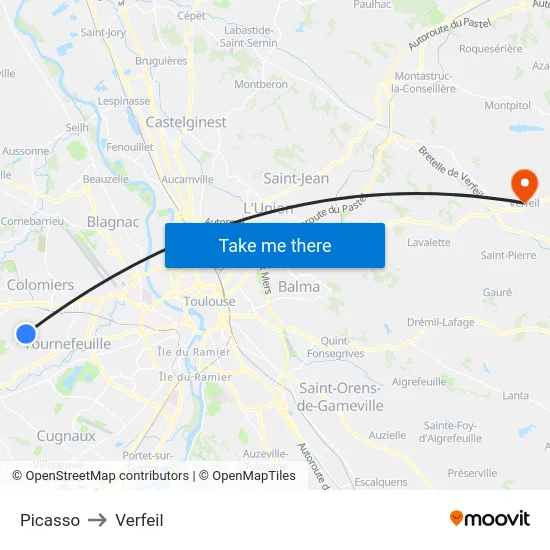 Picasso to Verfeil map