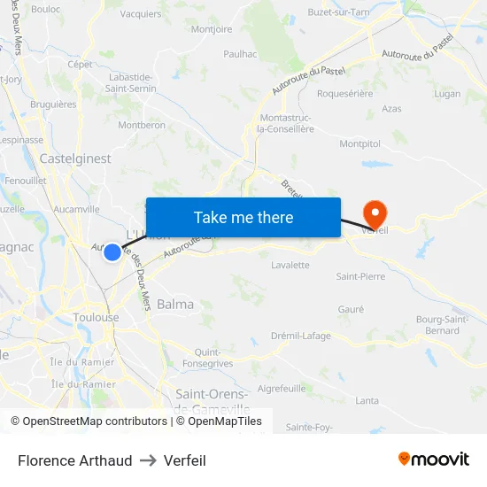 Florence Arthaud to Verfeil map
