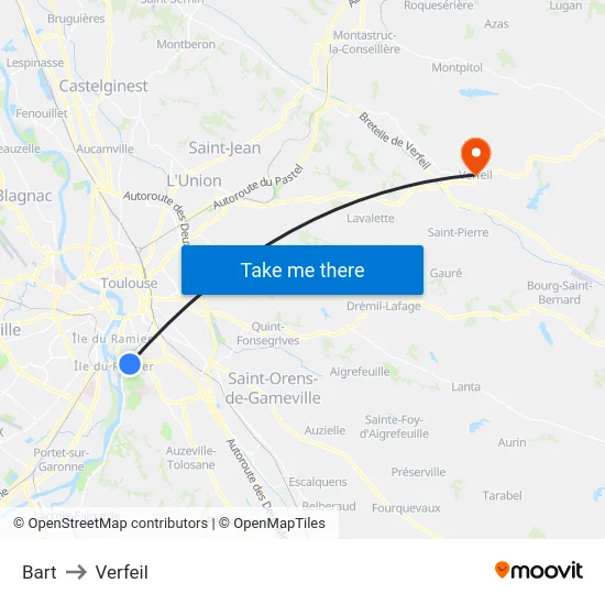 Bart to Verfeil map