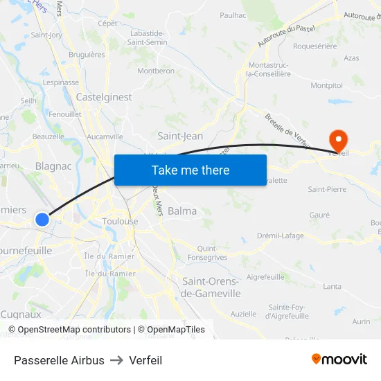 Passerelle Airbus to Verfeil map