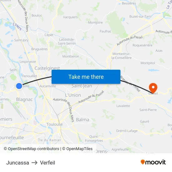 Juncassa to Verfeil map