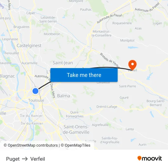 Puget to Verfeil map
