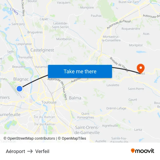 Aéroport to Verfeil map