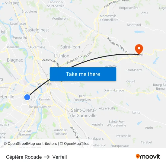 Cépière Rocade to Verfeil map