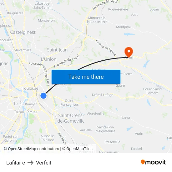 Lafilaire to Verfeil map