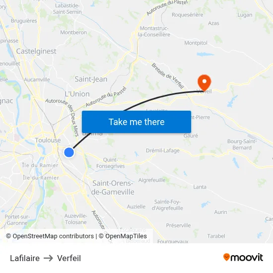 Lafilaire to Verfeil map