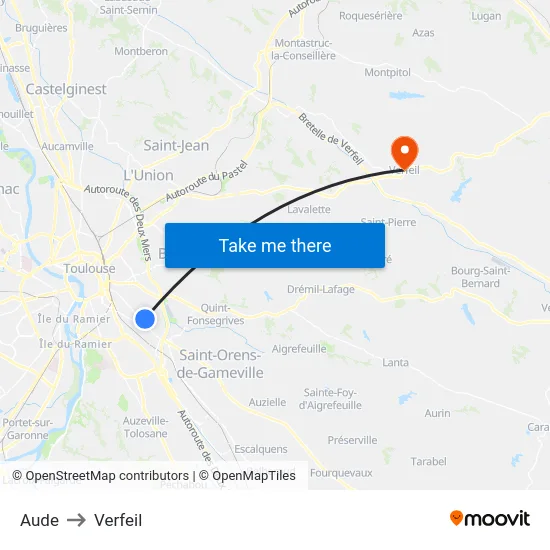 Aude to Verfeil map