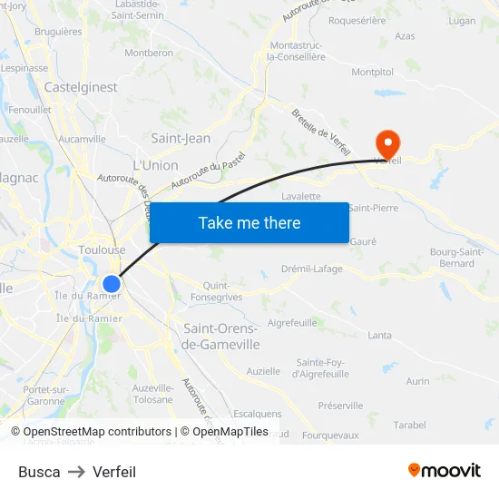 Busca to Verfeil map