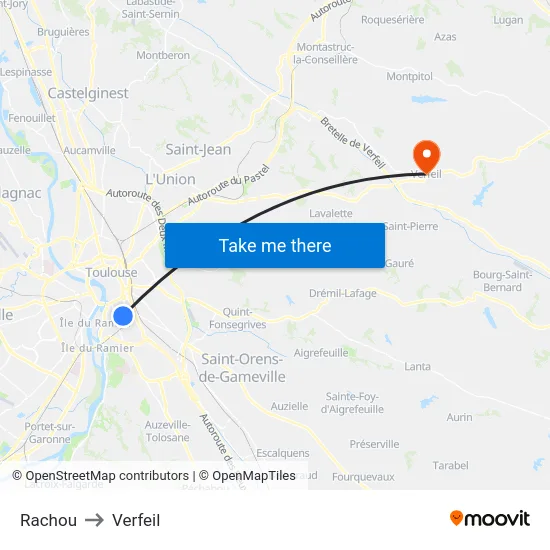 Rachou to Verfeil map