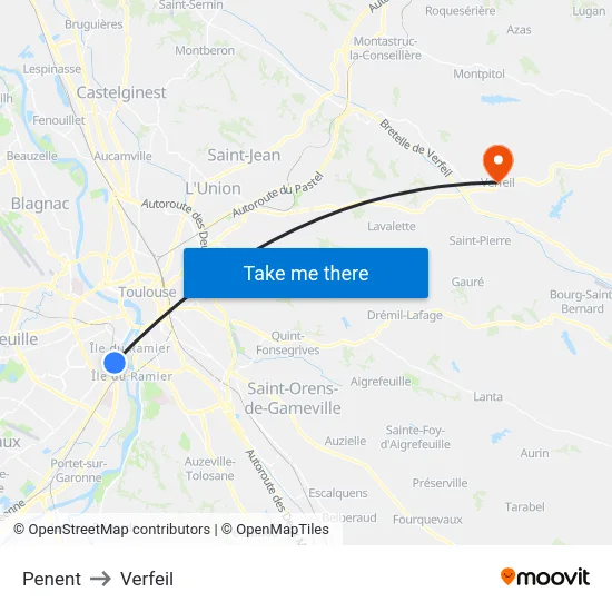 Penent to Verfeil map