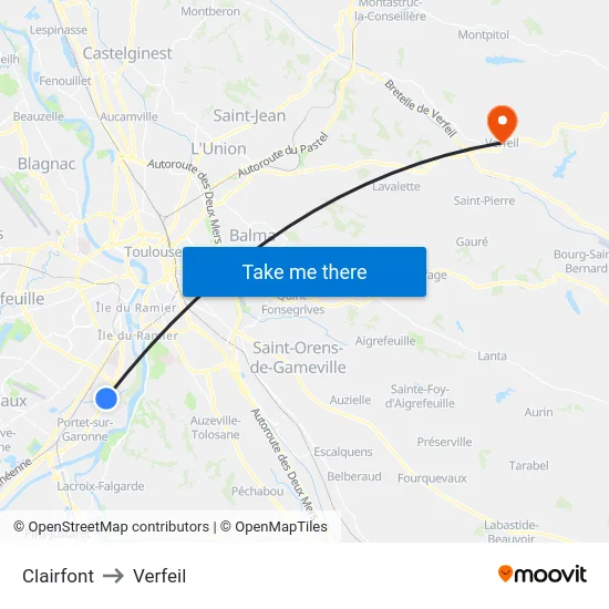 Clairfont to Verfeil map