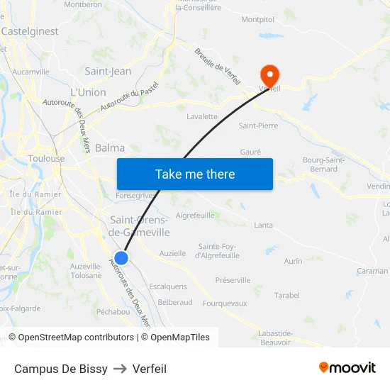 Campus De Bissy to Verfeil map