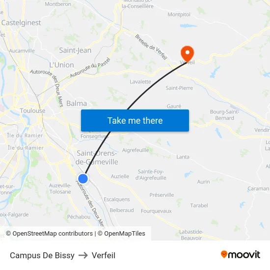 Campus De Bissy to Verfeil map