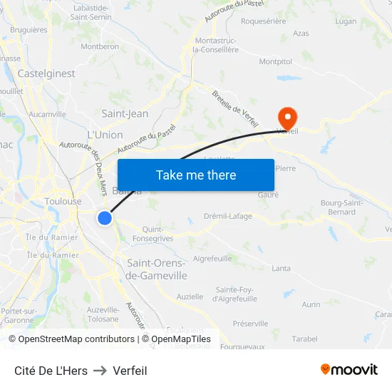 Cité De L'Hers to Verfeil map