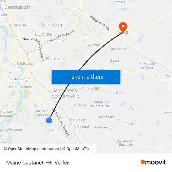 Mairie Castanet to Verfeil map