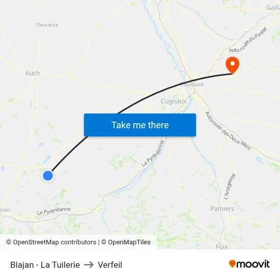 Blajan - La Tuilerie to Verfeil map