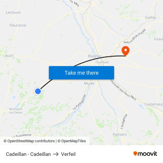 Cadeillan - Cadeillan to Verfeil map