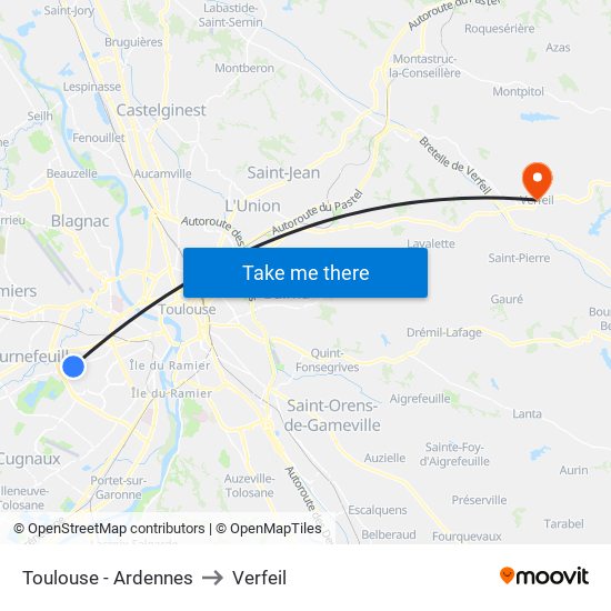 Toulouse - Ardennes to Verfeil map