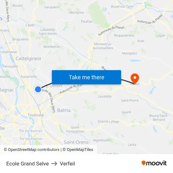 Ecole Grand Selve to Verfeil map