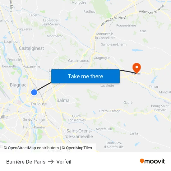 Barrière De Paris to Verfeil map