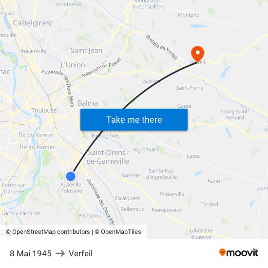 8 Mai 1945 to Verfeil map