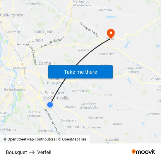 Bousquet to Verfeil map