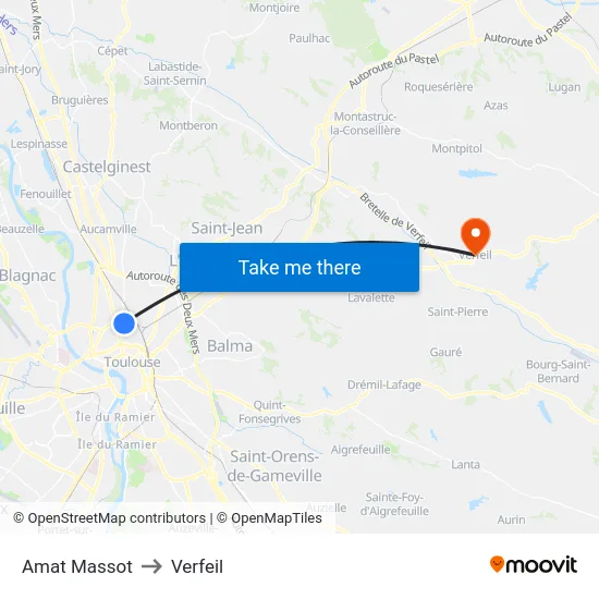 Amat Massot to Verfeil map
